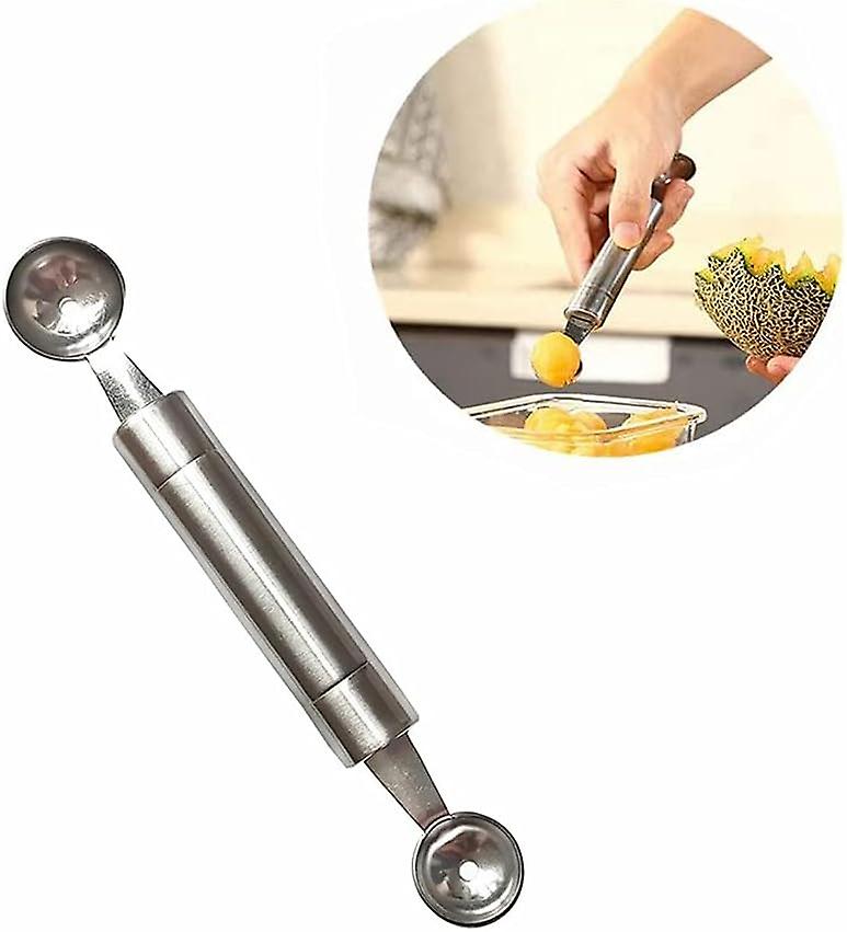 Double-sided Fruit Melon Baller Spoon， 2 In 1 Stainless Steel Scoop Cutter 20cm