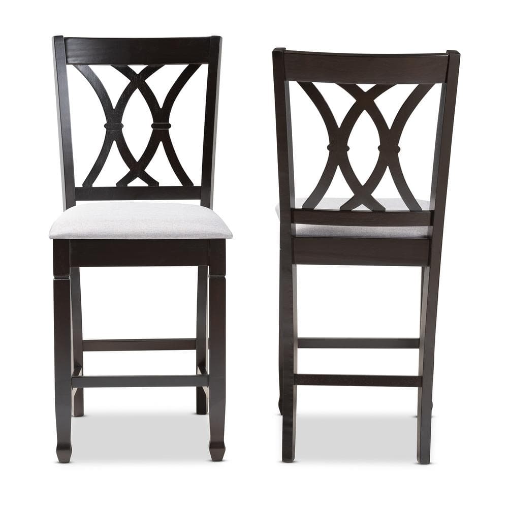 Baxton Studio Reneau 43 in. Gray and Espresso Bar Stool (Set of 2) 153-2PC-9596-HD