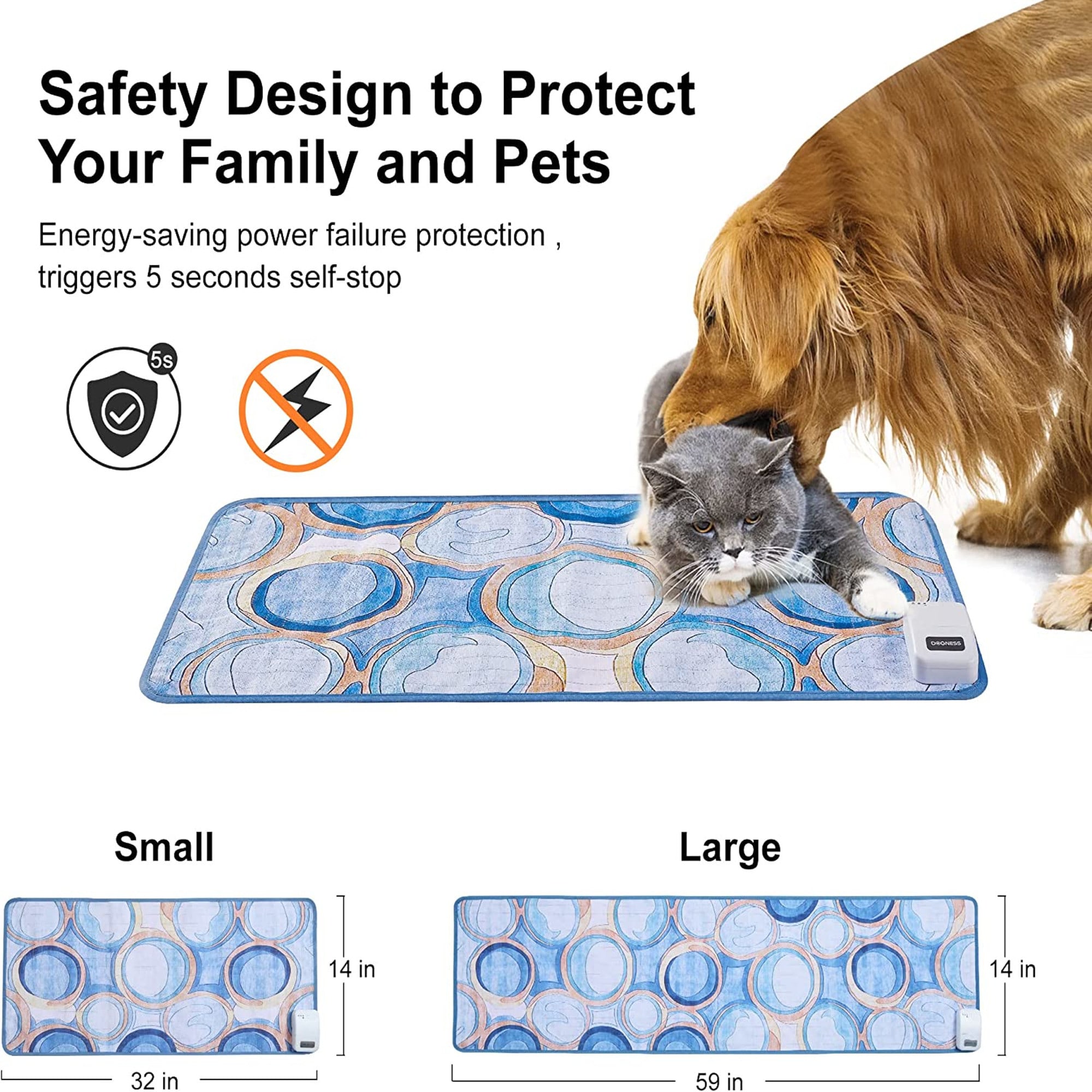 Dogness Short Multicolored Geometric Electronic Pet Training Mat， 31.5