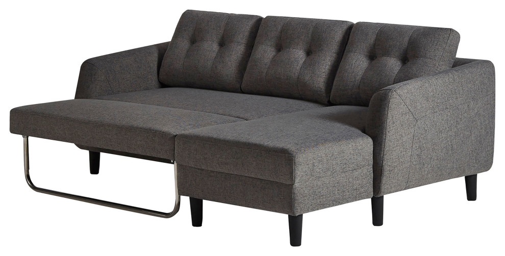 Right Facing Chaise Convertible Sofa Bed in Charcoal Grey   Midcentury   Sectional Sofas   by Sideboards and Things  Houzz