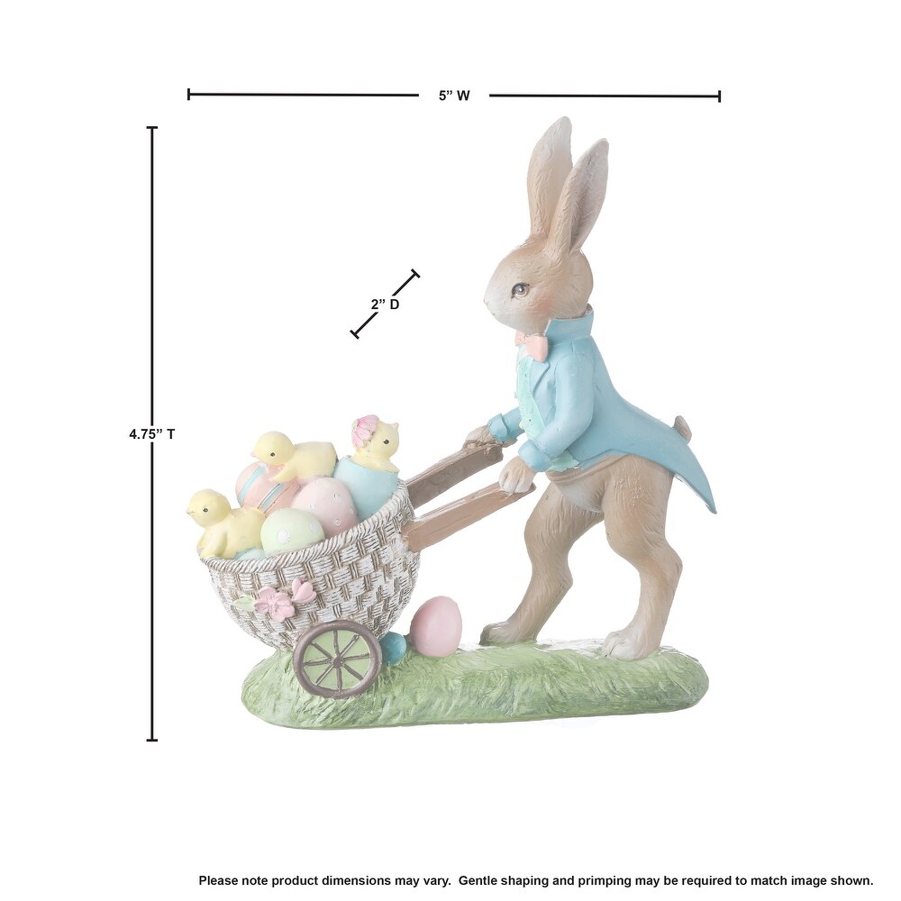 Resin Vintage Dress Bunny With Cart 5\