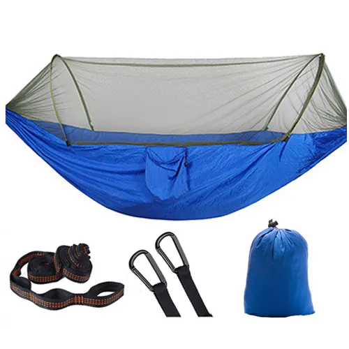 Upgraded Double Tree Mesh Hammock Outdoor Hiking Backpacking Travel Fabric Parachute Hammock