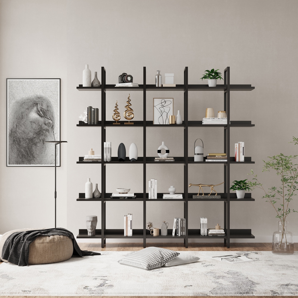 5 Tier Bookcase with Metal Frame  MDF Board