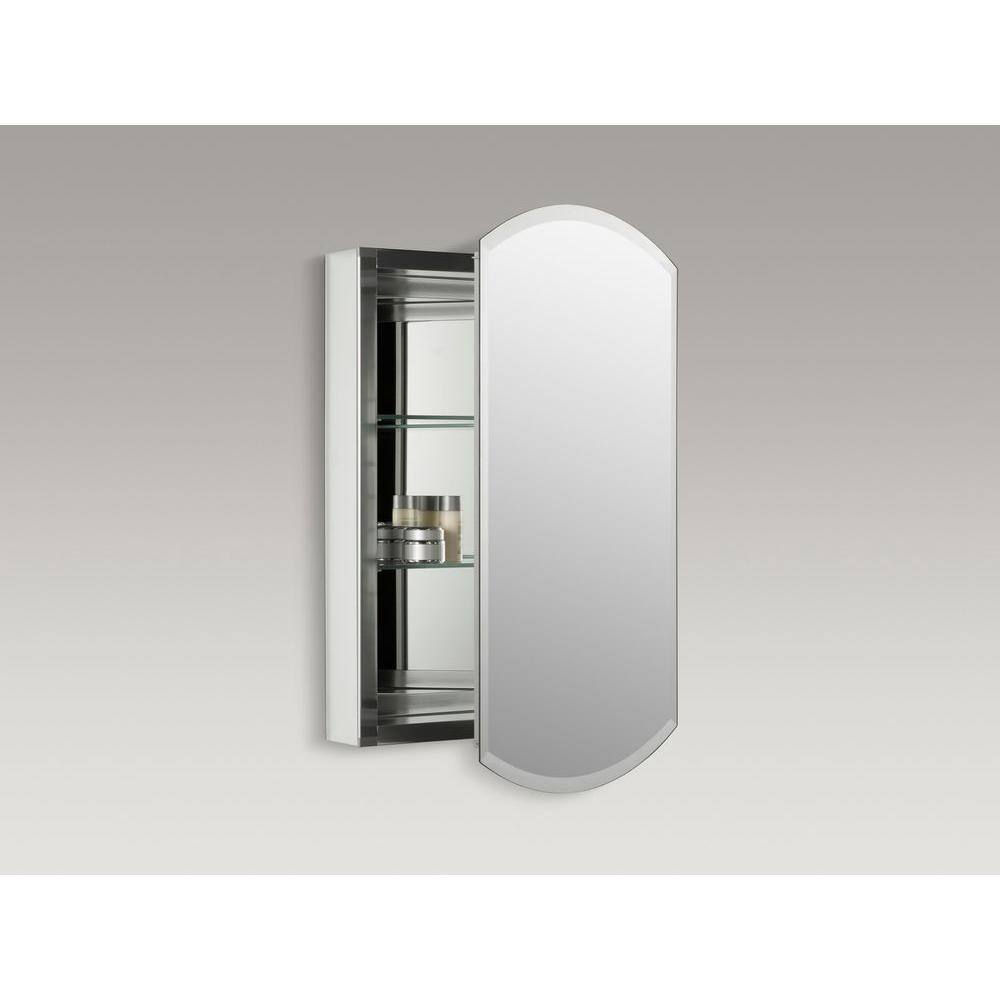 KOHLER Archer 20 in. W x 31 in. H Single Door Mirrored Recessed Medicine Cabinet in Anodized Aluminum K-3073-NA