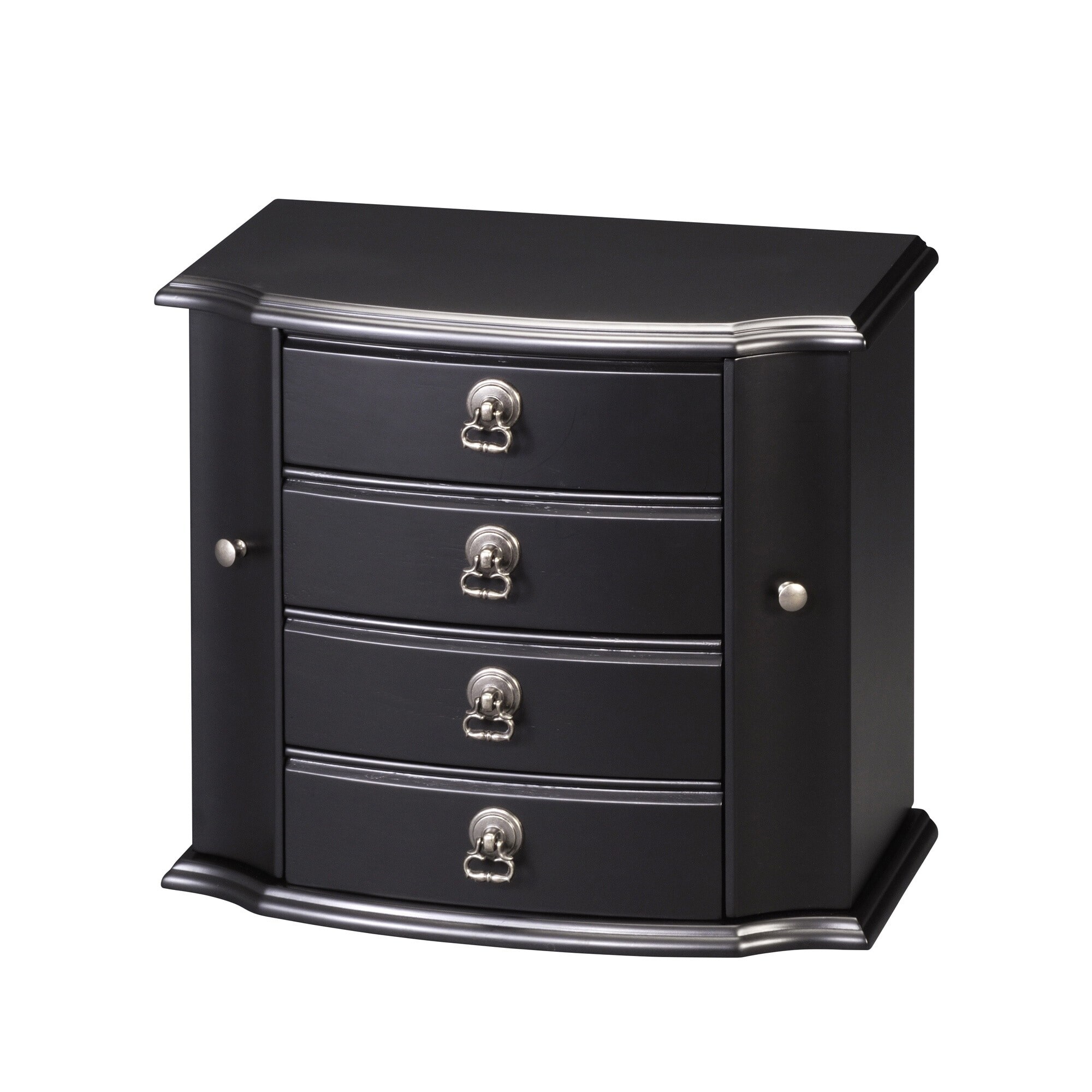 Black Wooden 4-drawer Jewelry Box - - 36612306