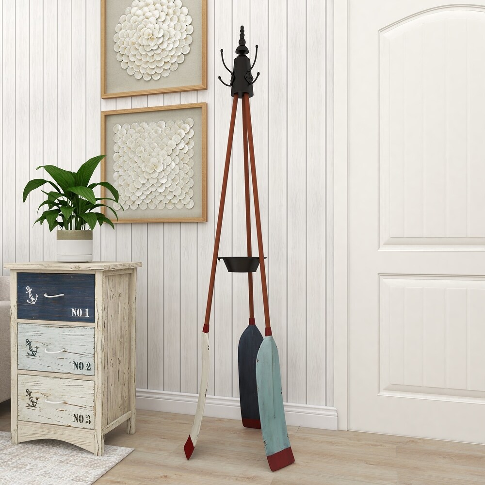 Brown Metal Coastal Coat Rack