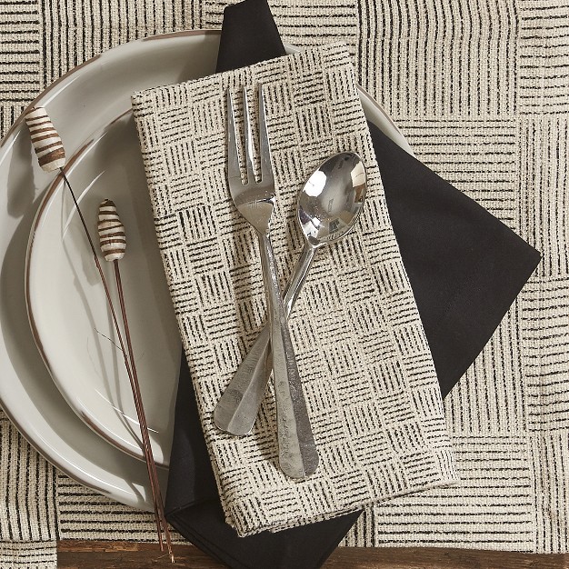 Split P Block Print Napkin Set Beige