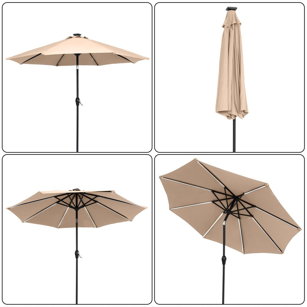 Zimtown 9ft Solar Powered Patio Umbrella with Tilt 8 Ribs Top Color