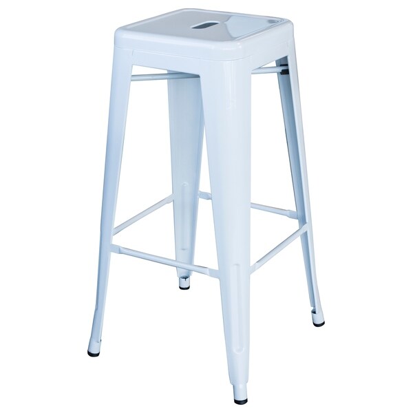 AmeriHome Loft White 30 in. Metal Bar Stool 3 Piece