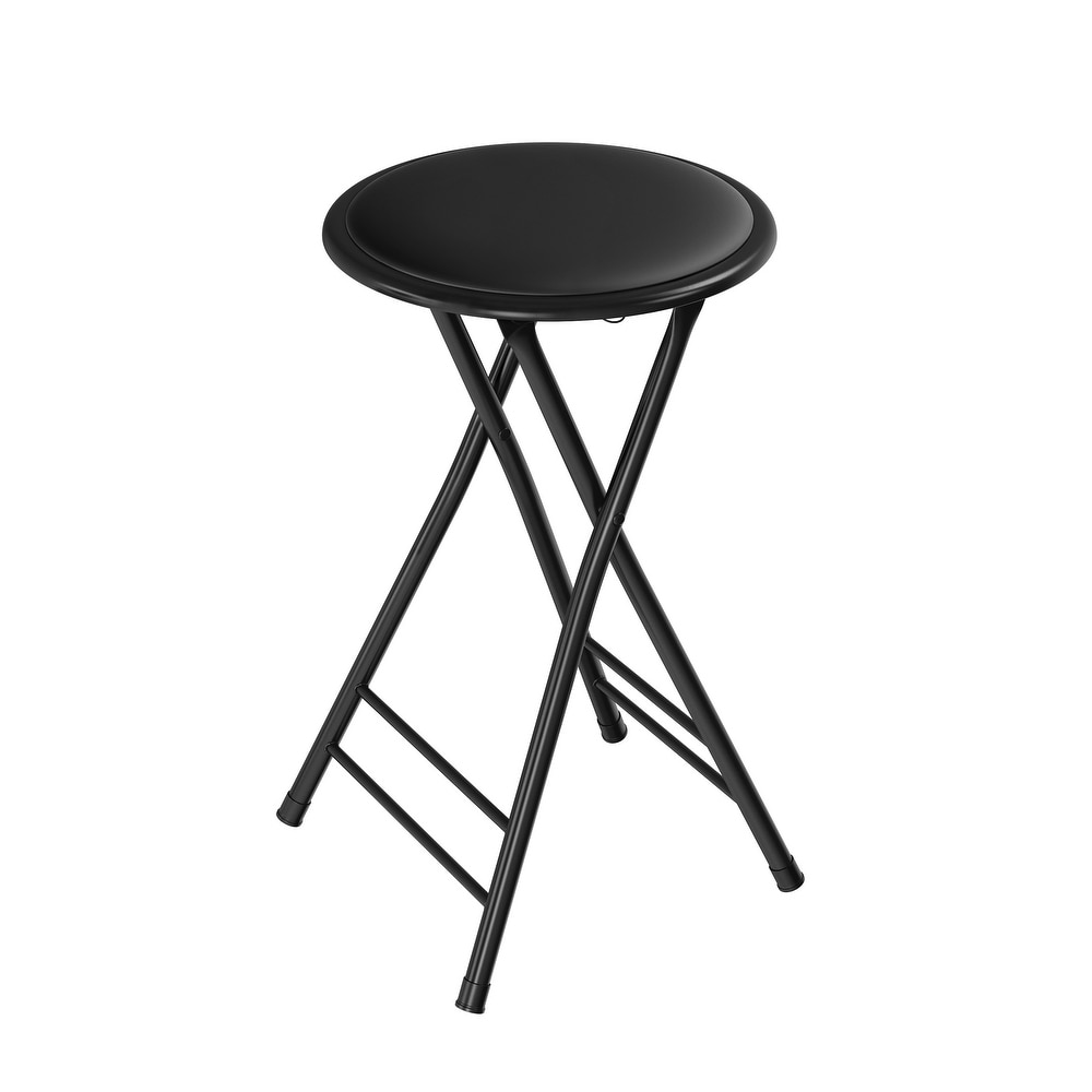 Trademark Home 24 Inch Tall Folding Stool with Round Padded Seat