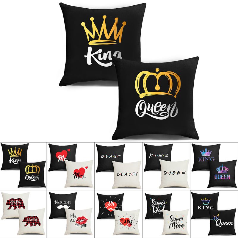 PWFE Double Sided Valentine's Day Mother's Day King Queen Throw Pillow 18x18 Inch