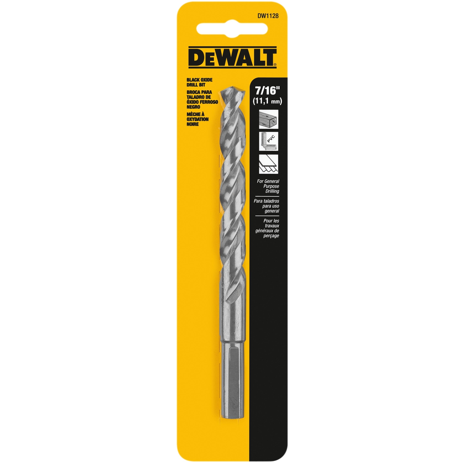 DW 7/16 in. X 5.59 in. L Black Oxide Drill Bit 1 pc