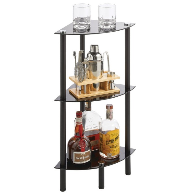 Mdesign Glass Corner 3 tier Tower Cabinet Storage Organizer Shelves