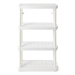 GRACIOUS LIVING Medium Duty Plastic 14 x 32 x 54.5 in. 4 Tier Ventilated Shelving Units White (2 Pack) 2 x GL91072MAXIT-1C