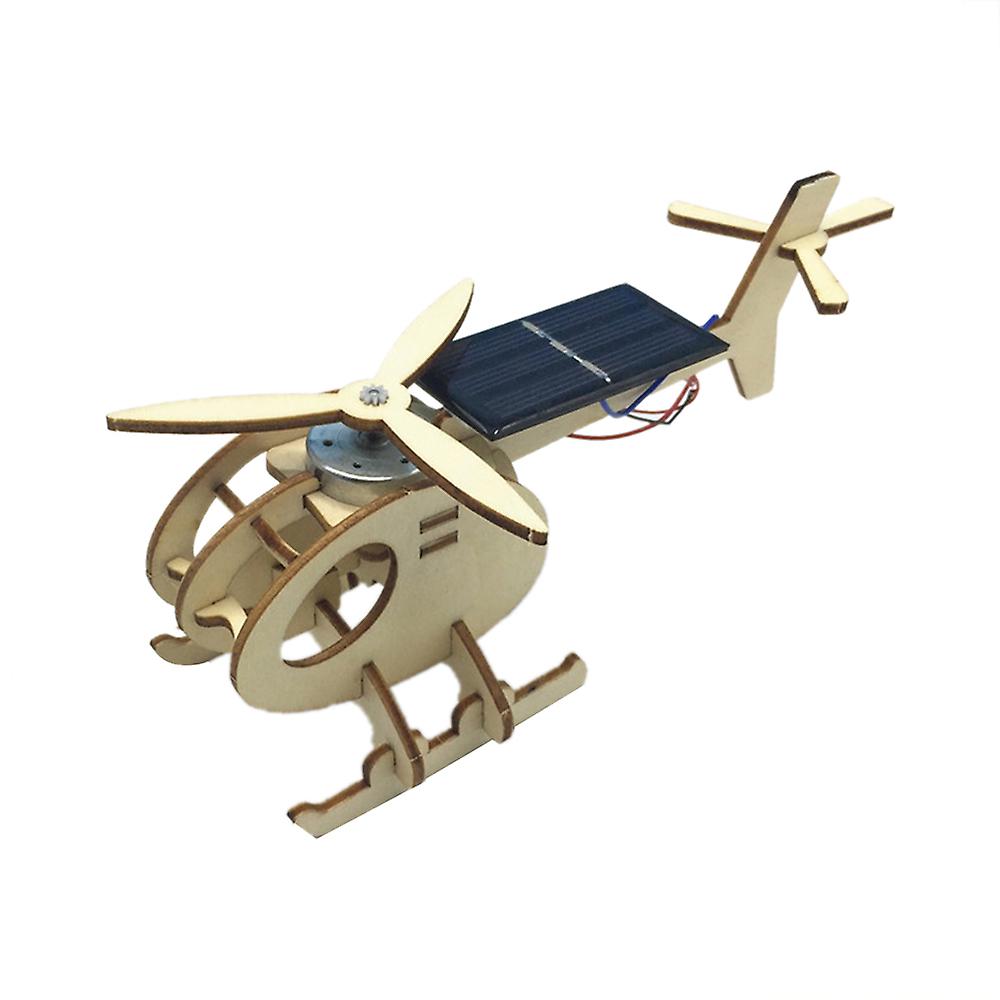 3d Assemble Solar Energy Powered Helicopter Wooden Puzzle Plane Wood Model Building Kit Diy Craft Kit Creative Educational Teaching Toy Gift For Boys