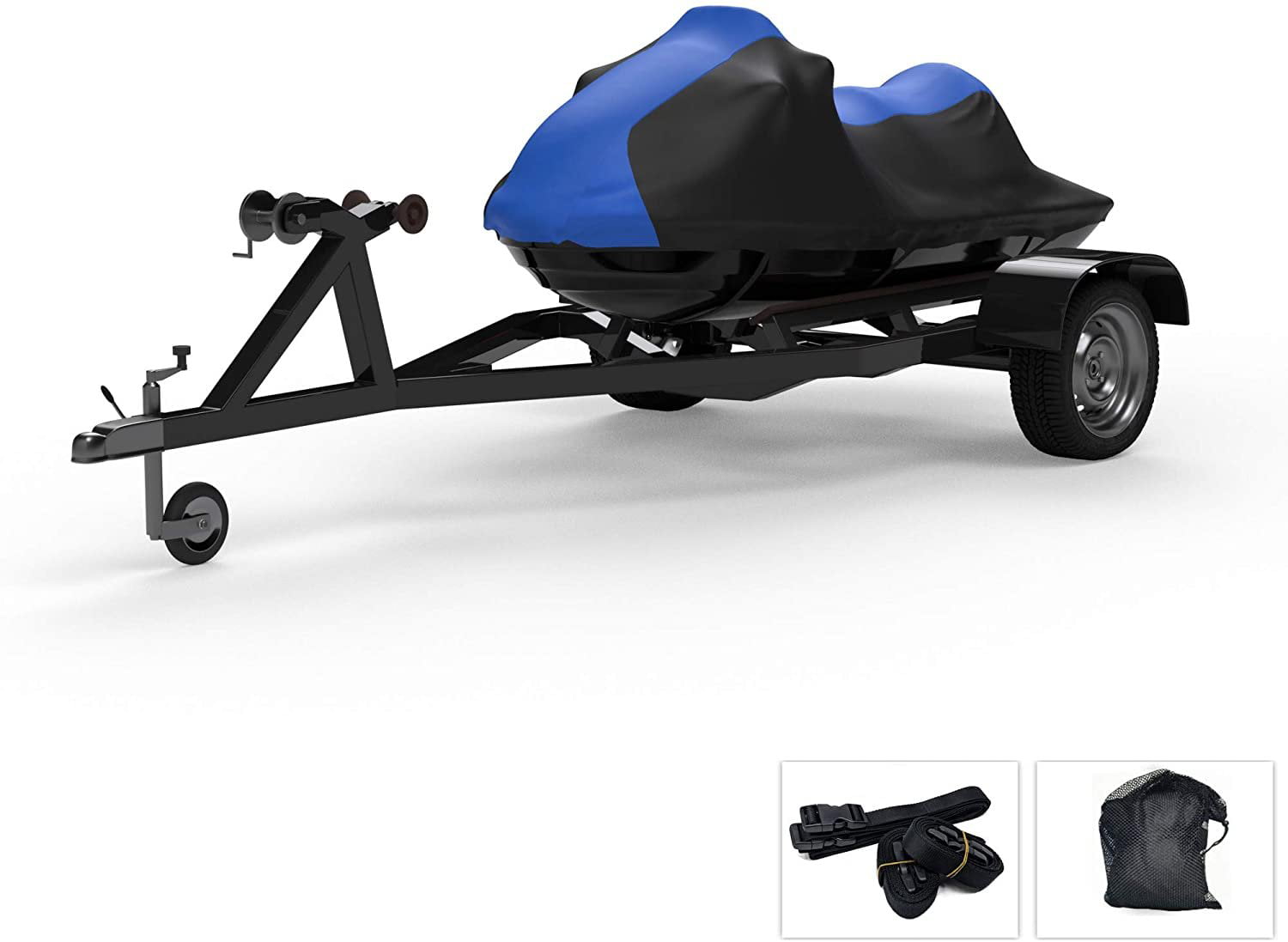 Weatherproof Jet Ski Covers for Polaris SLX PRO 785 1997-1999 - Blue/Black Color - All Weather - Trailerable - Protects from Rain， Sun， UV Rays， and More! Includes Trailer Straps and Storage Bag