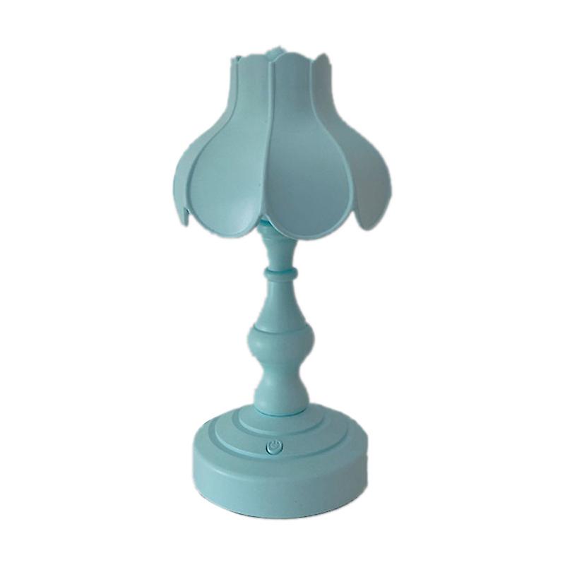 Desk Lamp Retro Lotus Leaf Ingenious Lovely 3 Light Sources Small Table Night Lamp for Girls Bedroom Light Blue