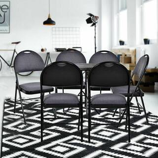 Costway Black Metal Folding folding chairs (Set of 6 Chairs) HW54166