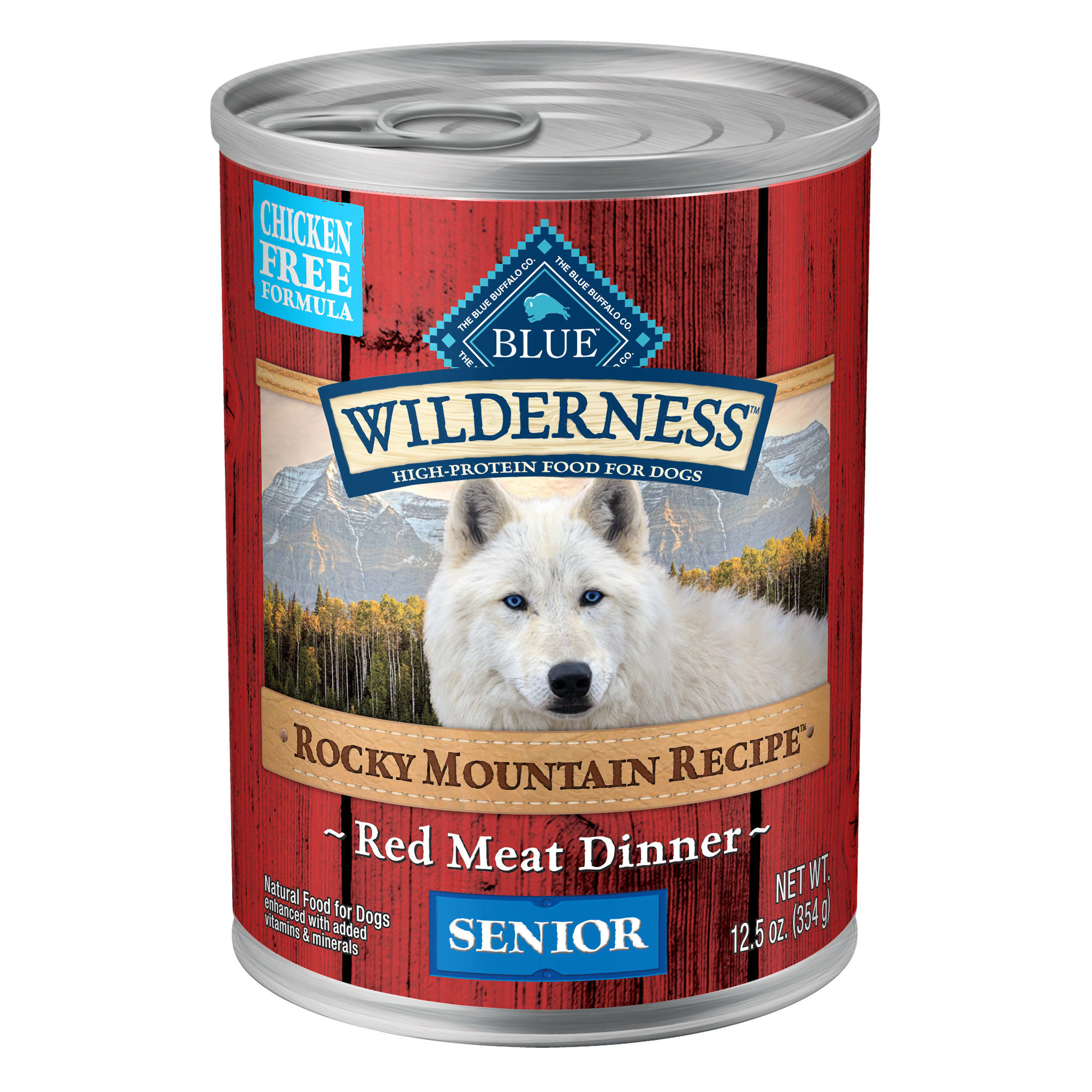 Blue Buffalo Blue Wilderness Rocky Mountain Recipe Red Meat Recipe Senior Wet Dog Food， 12.5 oz.， Case of 12