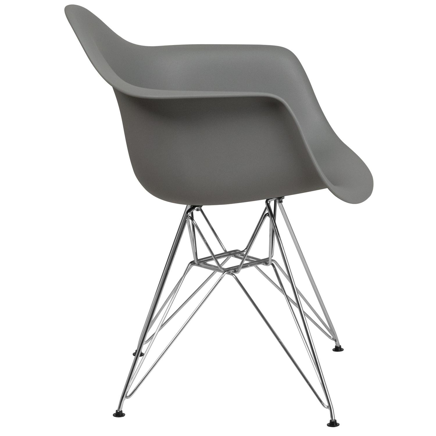 Flash Furniture Alonza Series Moss Gray Plastic Chair with Chrome Base