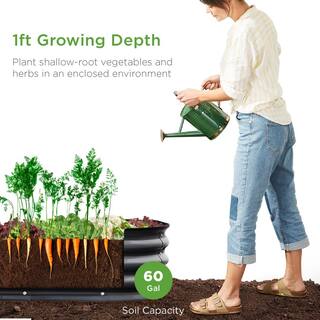 Best Choice Products 4 ft. x 2 ft. x 1 ft. Oval Steel Raised Garden Bed Planter Box for Vegetables Flowers in Charcoal SKY6599