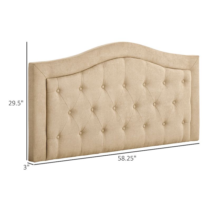 HOMCOM Upholstered Headboard Button Tufted Bedhead Board Home Bedroom Decoration for Full Sized Beds Beige