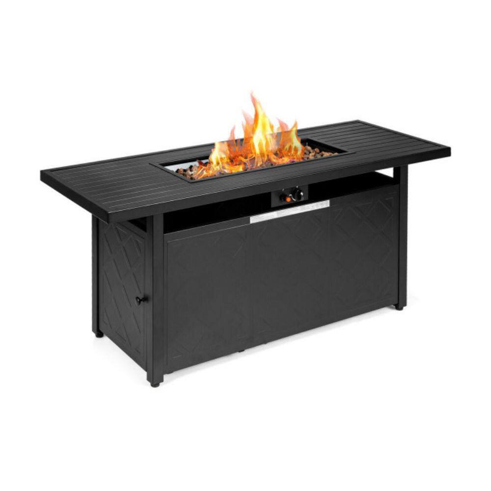 Alpulon 57 in. Steel Outdoor Rectangular Propane Fire Pit Table ZMWV346