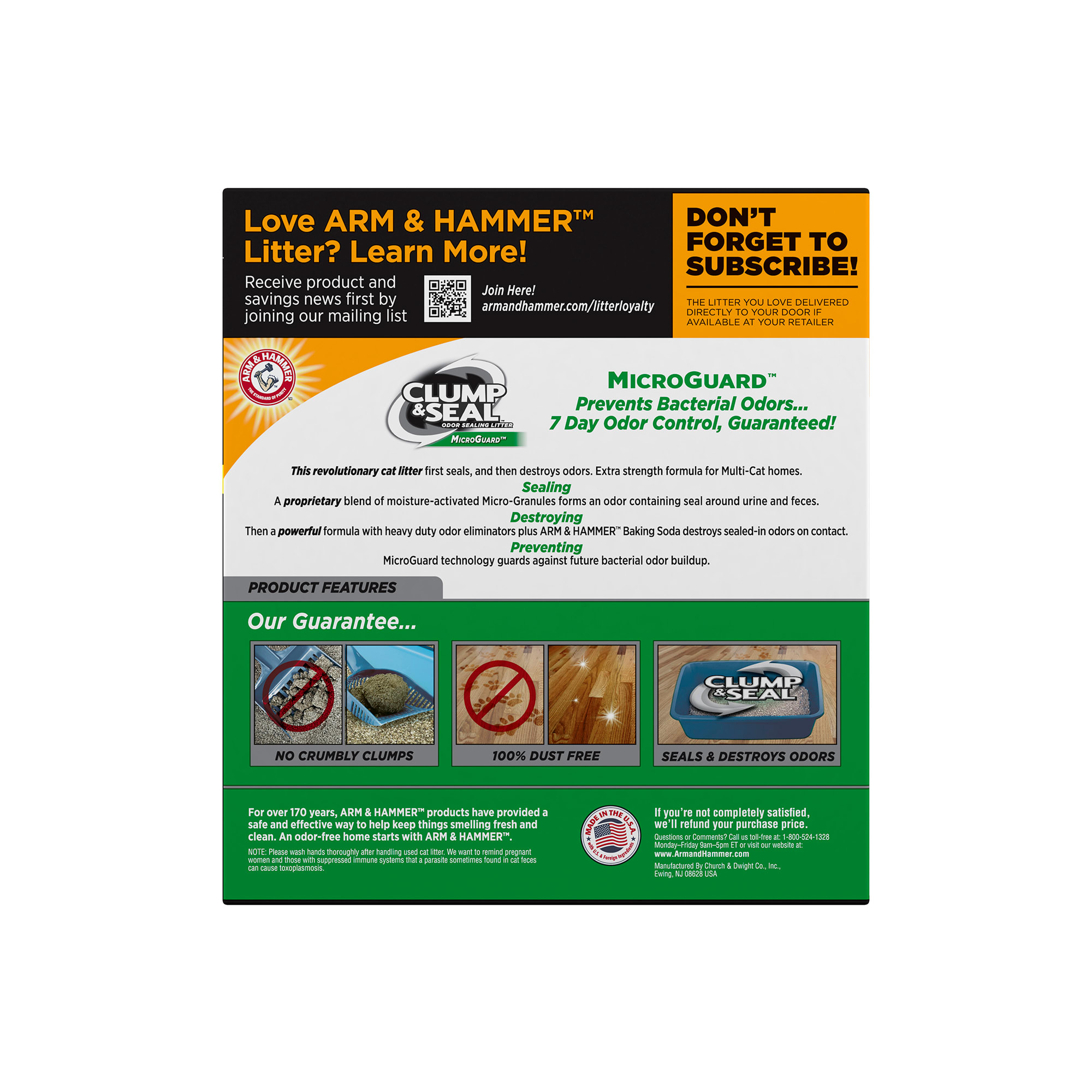 Arm  Hammer Clump  Seal Microguard Cat Litter， 28 lbs.