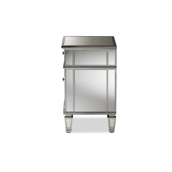 Hollywood Glamour Style Mirrored 2-Drawer Nightstand