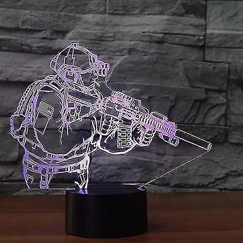 3d Novelty Soldier Night Light Touch Table Desk Optical Illusion Lamps 7 Color Changing Lights Home