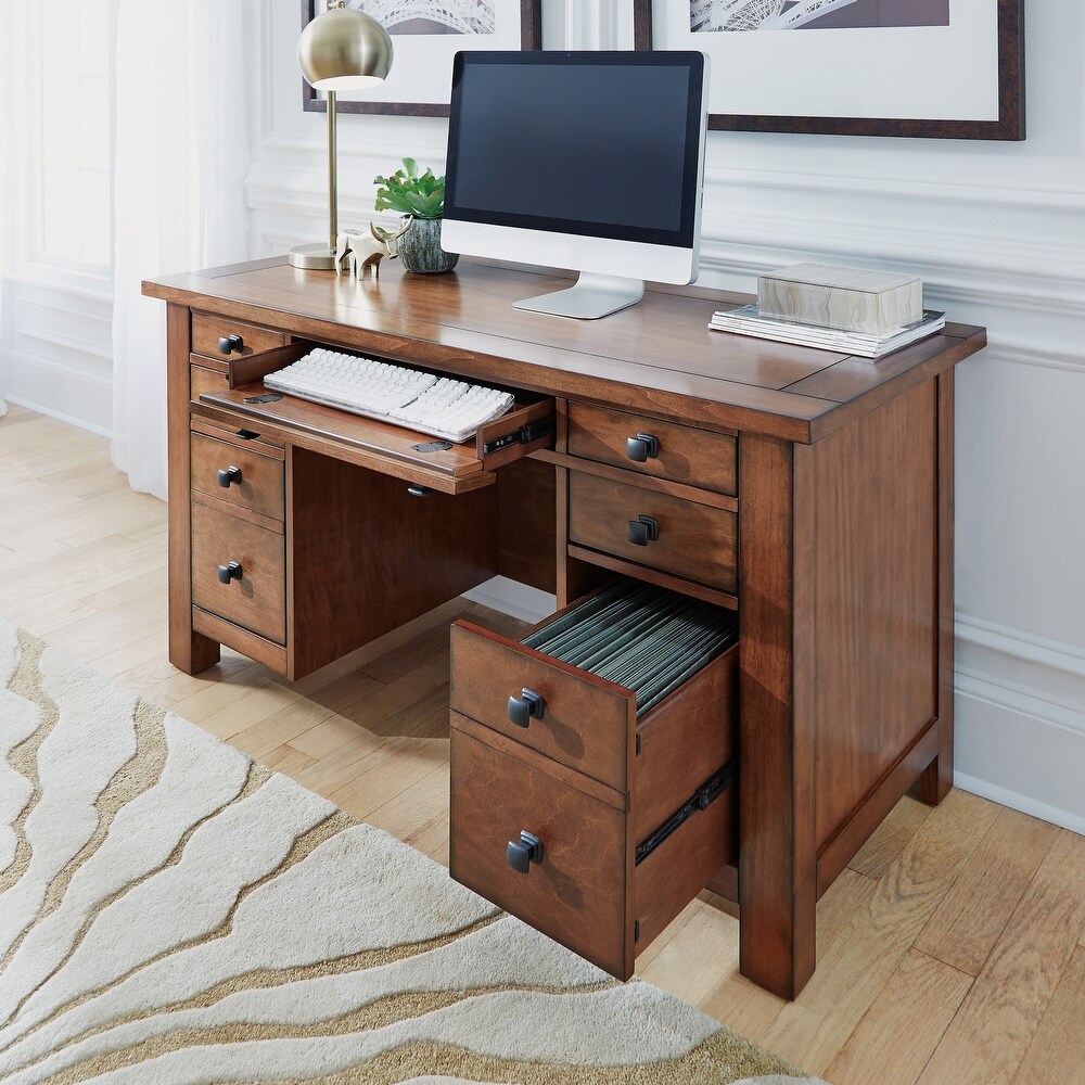 Tahoe Aged Maple Executive Pedestal Desk