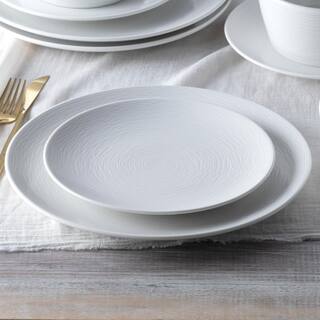 Noritake Colorscapes White-on-White Swirl Porcelain 12-Piece Coupe Dinnerware Set (Service for 4) 43813-12E