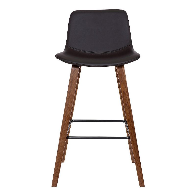 35 Inch Wooden Barstool with Leatherette Seat， Brown