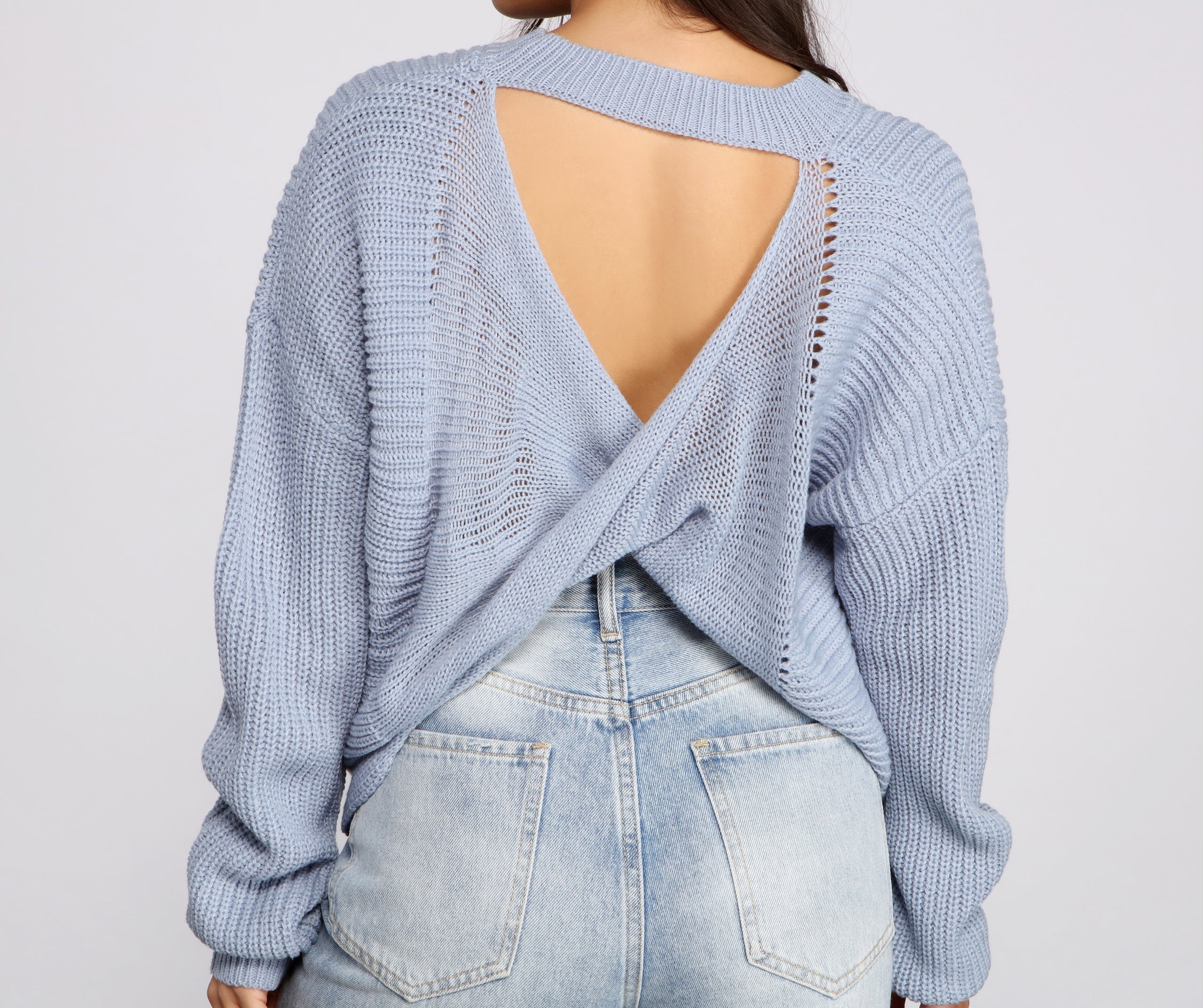 Twist and Stun Open Back Sweater