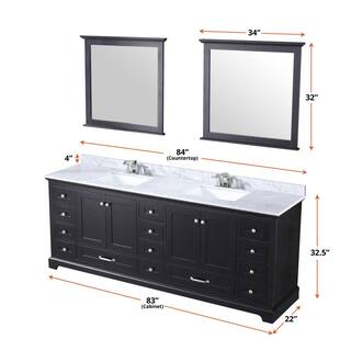 Lexora Dukes 84 in. W x 22 in. D Espresso Double Bath Vanity and Carrara Marble Top LD342284DGDS000