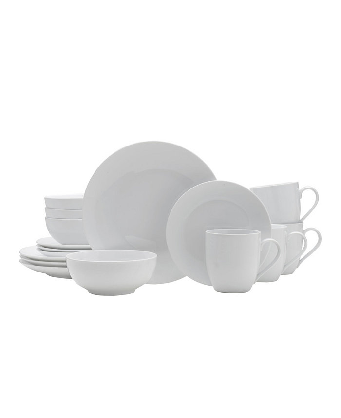 Fitz and Floyd Everyday Whiteware Coupe 16 Piece Dinnerware Set Service for 4