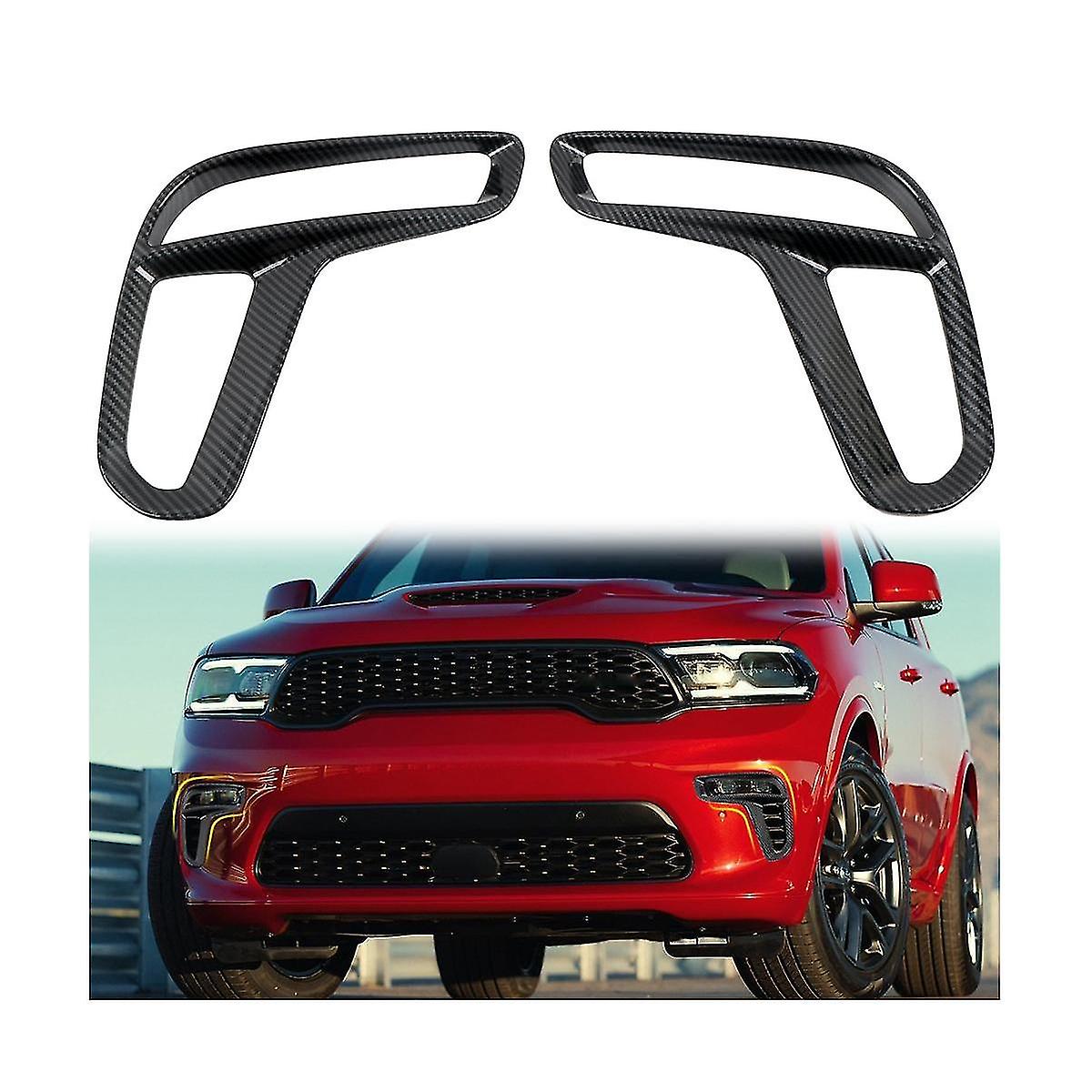 Car Carbon Fiber Front Bumper Lower Grille Trim Strips Fog Light Cover Trim For Durango 2011-2020