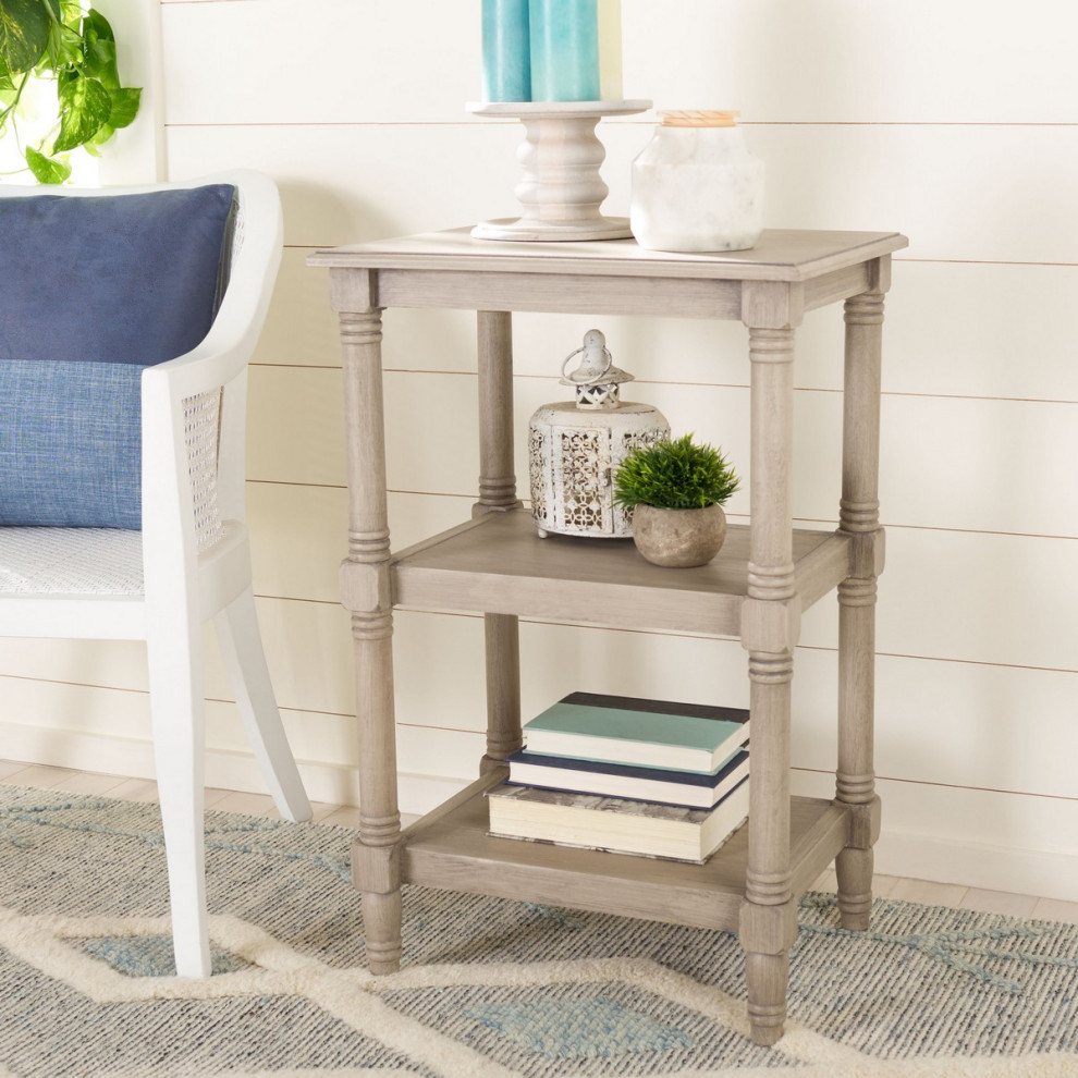 Pluto 3 Shelf Accent Table Greige   French Country   Side Tables And End Tables   by AED Luxury Home Decor  Houzz