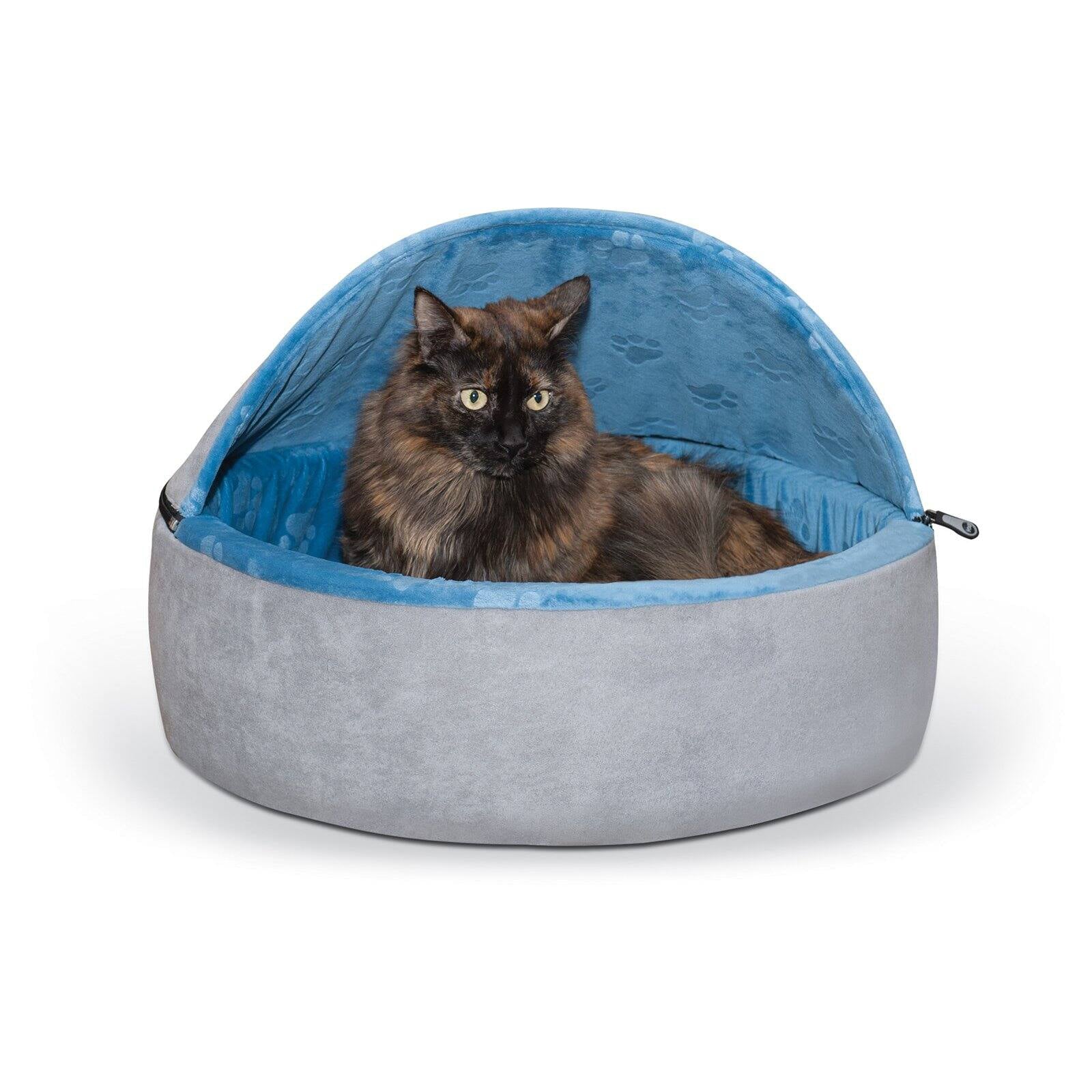 KandH Hooded Pet Cat Bed， Brown