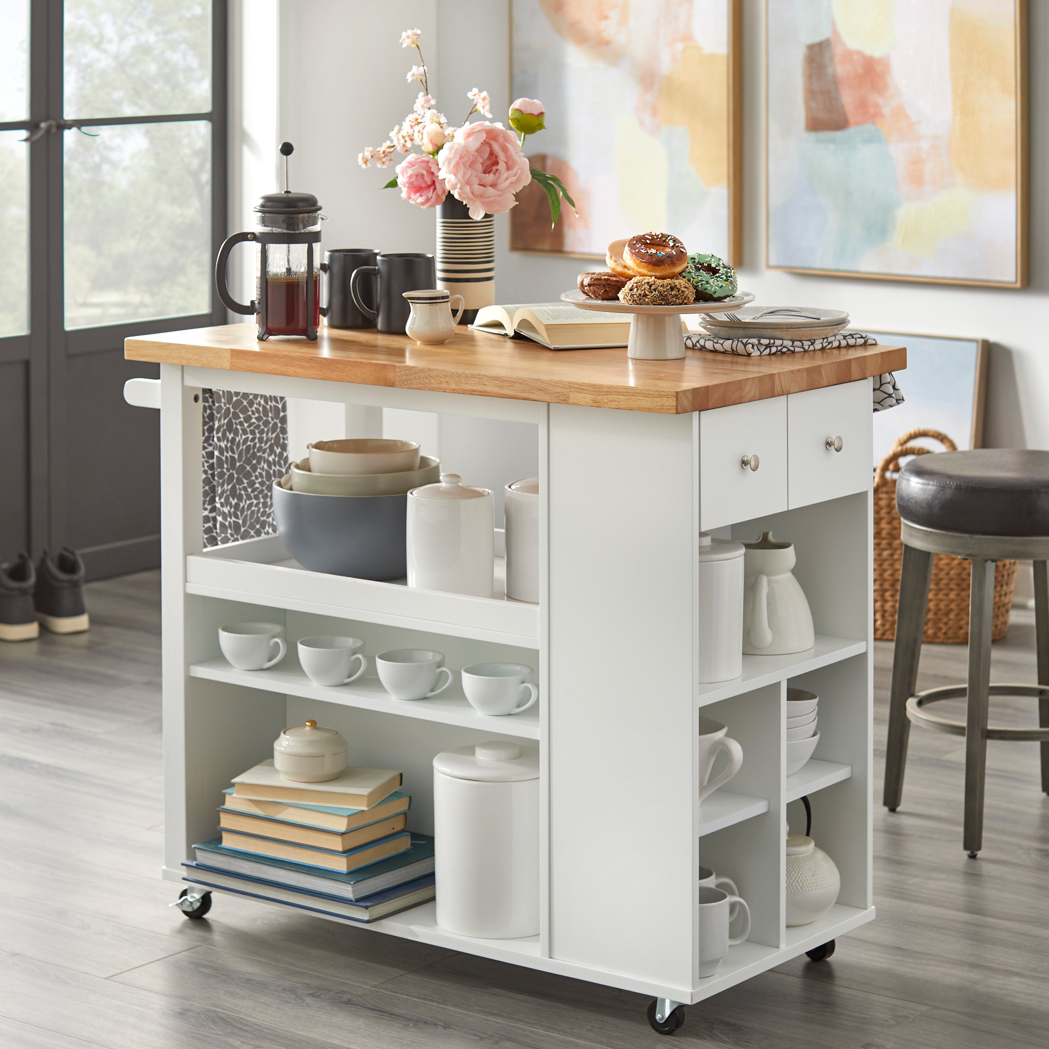 angelo:HOME Kitchen Island/Cart - Boston (White)