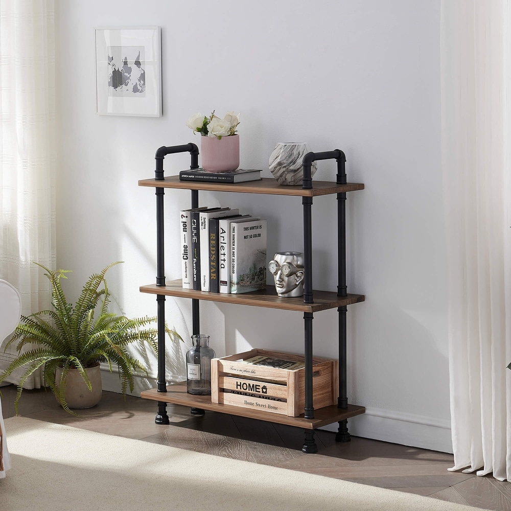 Ivinta Industrial Bookshelf 3/4/5/6 Shelf Bookcase  Rustic Shelves  Modern White Shelves