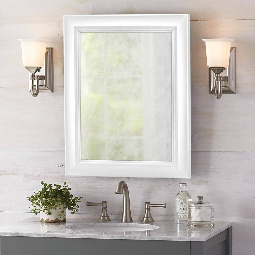 Home Decorators Collection 24 in W x 30 in H Fog Free Framed Recessed or SurfaceMount Bathroom Medicine Cabinet in White with Mirror