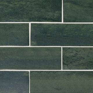 Jeffrey Court Typhoon Green 3 in. x 18 in. Subway Gloss Porcelain Wall and Floor Tile (10.76 sq. ft.Case) 13060