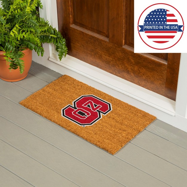 Evergreenncaanorth Carolina State Wolfpack Logo Natural Coir 28 X 16 Inches Indoor Outdoor Doormat