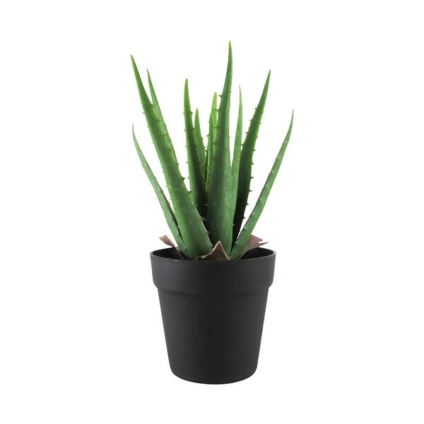 13.5in Artificial Real Touch Soft Aloe Succulent Plant in Black Pot