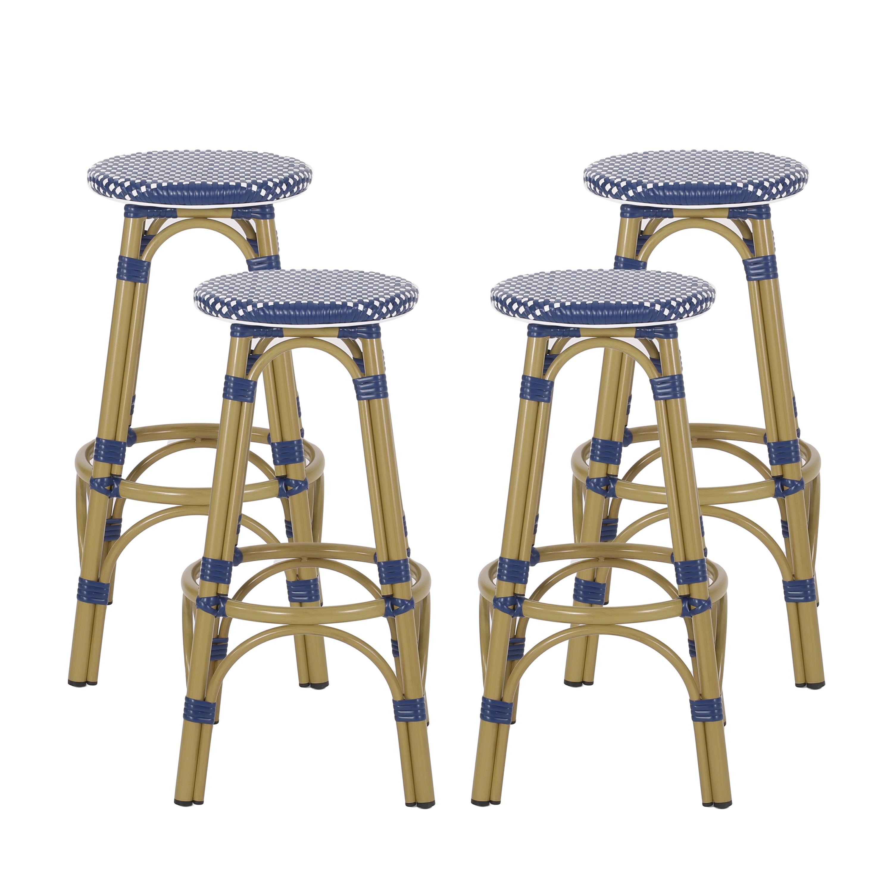 Dohney Outdoor French Aluminum 29.5 Inch Barstools, Set of 4