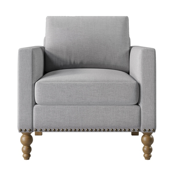 Accent Chair with Bronze Nailhead Trim Wooden Legs