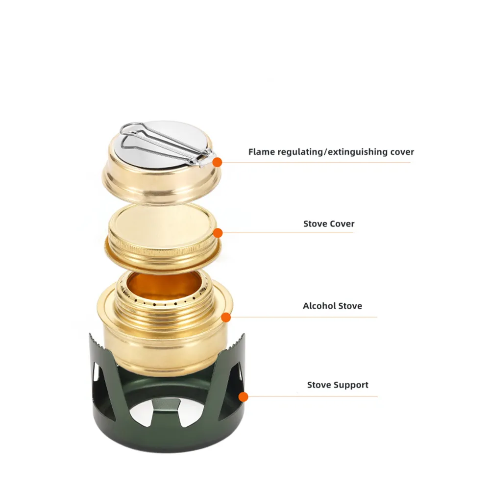 New Folding Brass Aluminum oy Material Outdoor Camping Vaporized Liquid Mini Alcohol Stove Portable Creative Alcohol Stove