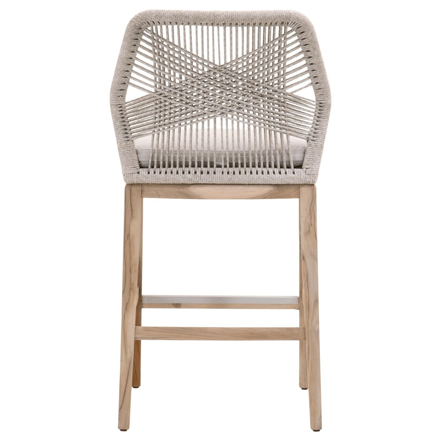 Peninsula Way Woven Rope Bar Stool in Taupe and White By Lakeview