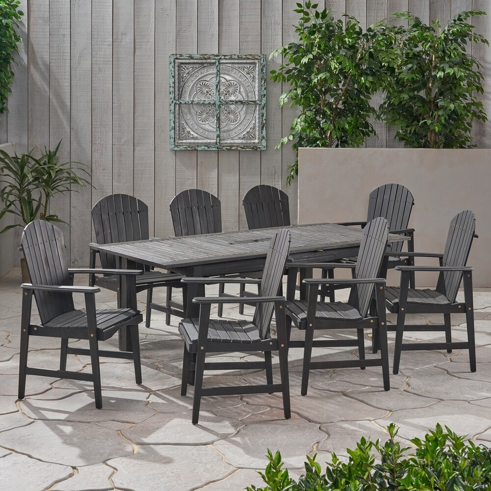 Mantero Outdoor 8 Seater Acacia Wood Adirondack Dining Set by Christopher Knight Home